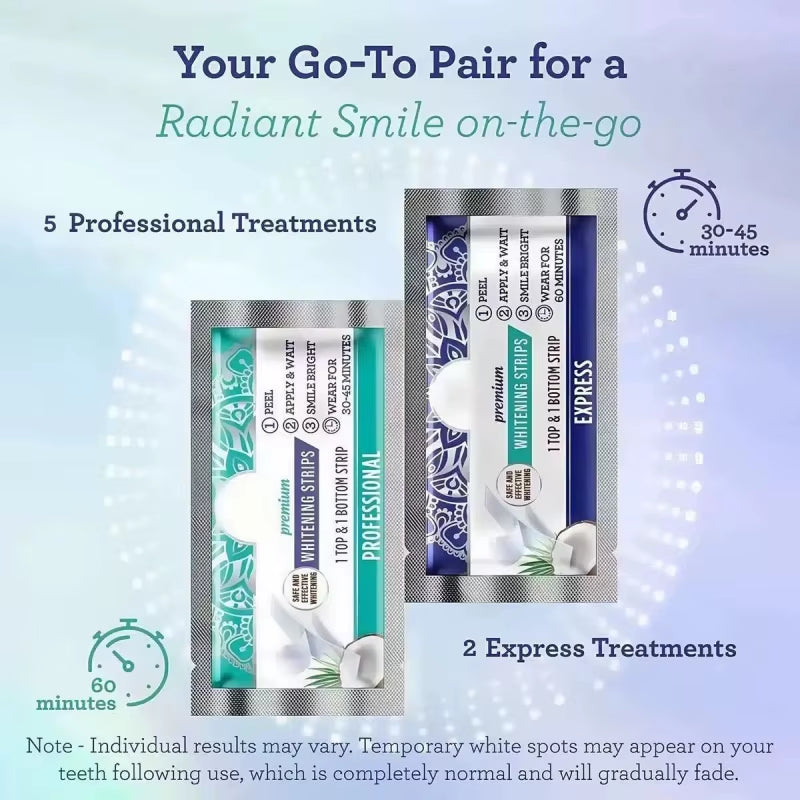 Coconut Oil Whitening Strips 7 Day Treatment 7 Strips per Pack Enamel Safe for Sensitive Teeth Non Slip Stain Removal At-Home