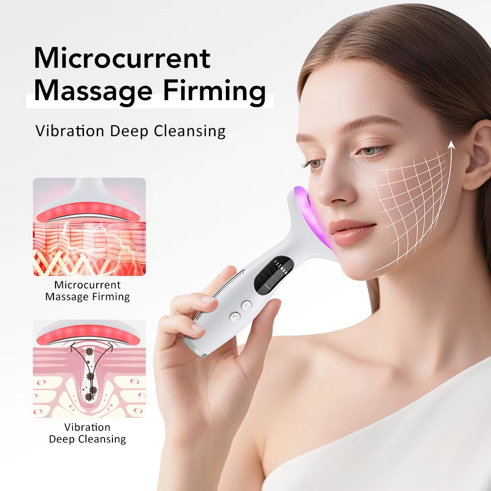 Anti-Wrinkles EMS Neck Face Lifting Massager 7 Color LED Photon Beauty Skin Phototherapy Machine anti Aging Reduce Double Chin