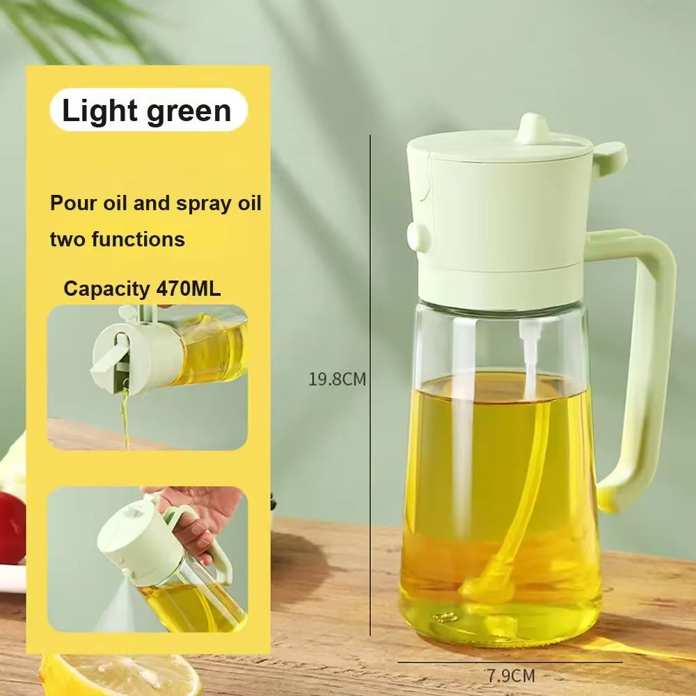 1-2PCS 2In1 Olive Oil Dispenser Bottle 500Ml Plastic Oil Sprayer Cooking Oil Spray Tank BBQ Baking Picnic Kitchen Tools for Home