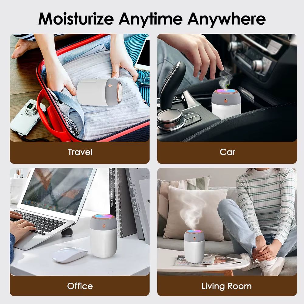 Portable Air Humidifier 7 Night Lights Mini Air Atomizer USB Personal Desktop Humidifier for Car Office Mute Mist Maker Diffuser