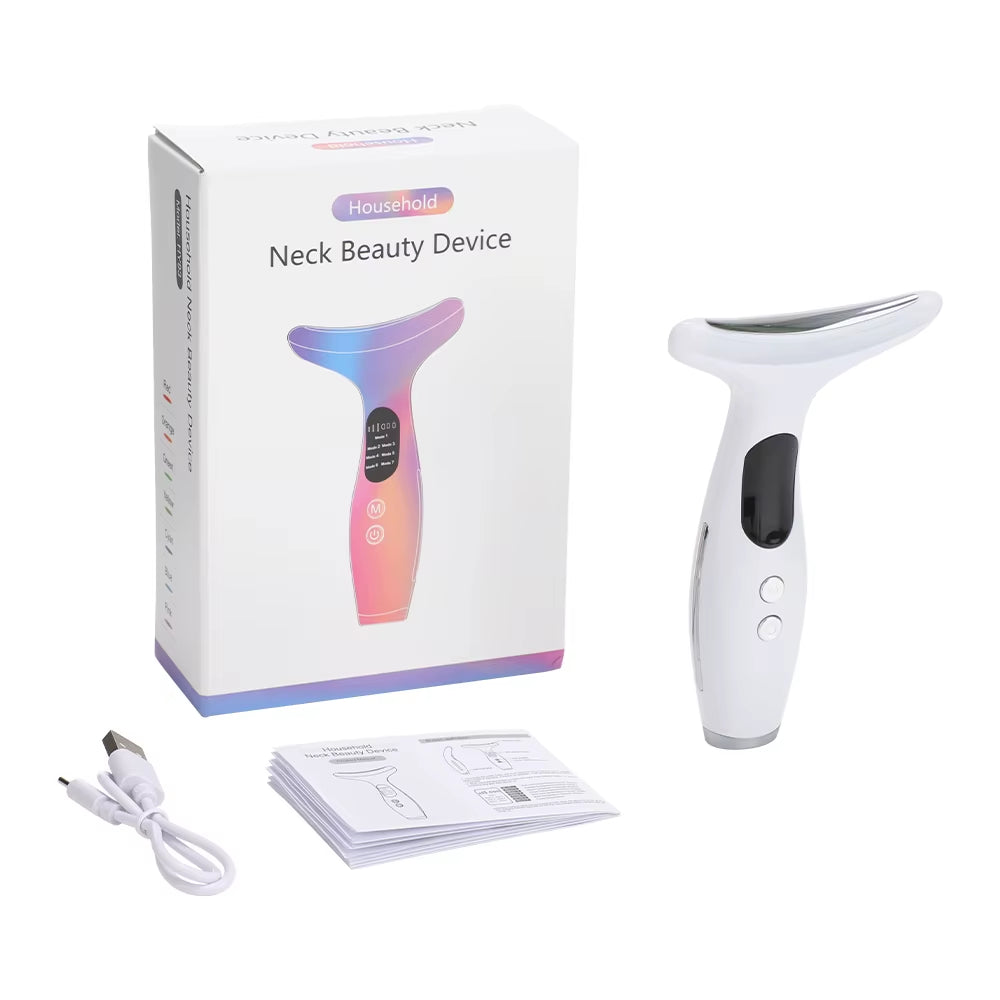 Anti-Wrinkles EMS Neck Face Lifting Massager 7 Color LED Photon Beauty Skin Phototherapy Machine anti Aging Reduce Double Chin
