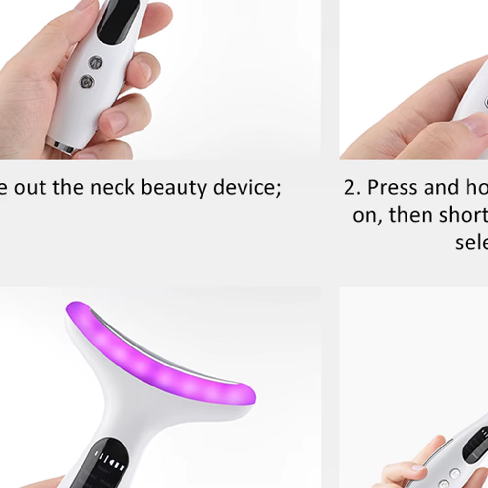 Anti-Wrinkles EMS Neck Face Lifting Massager 7 Color LED Photon Beauty Skin Phototherapy Machine anti Aging Reduce Double Chin
