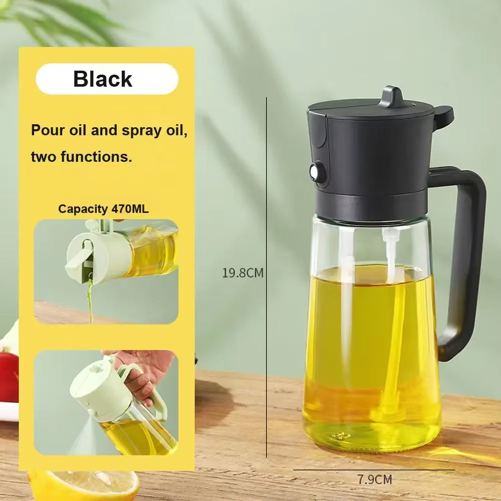 1-2PCS 2In1 Olive Oil Dispenser Bottle 500Ml Plastic Oil Sprayer Cooking Oil Spray Tank BBQ Baking Picnic Kitchen Tools for Home