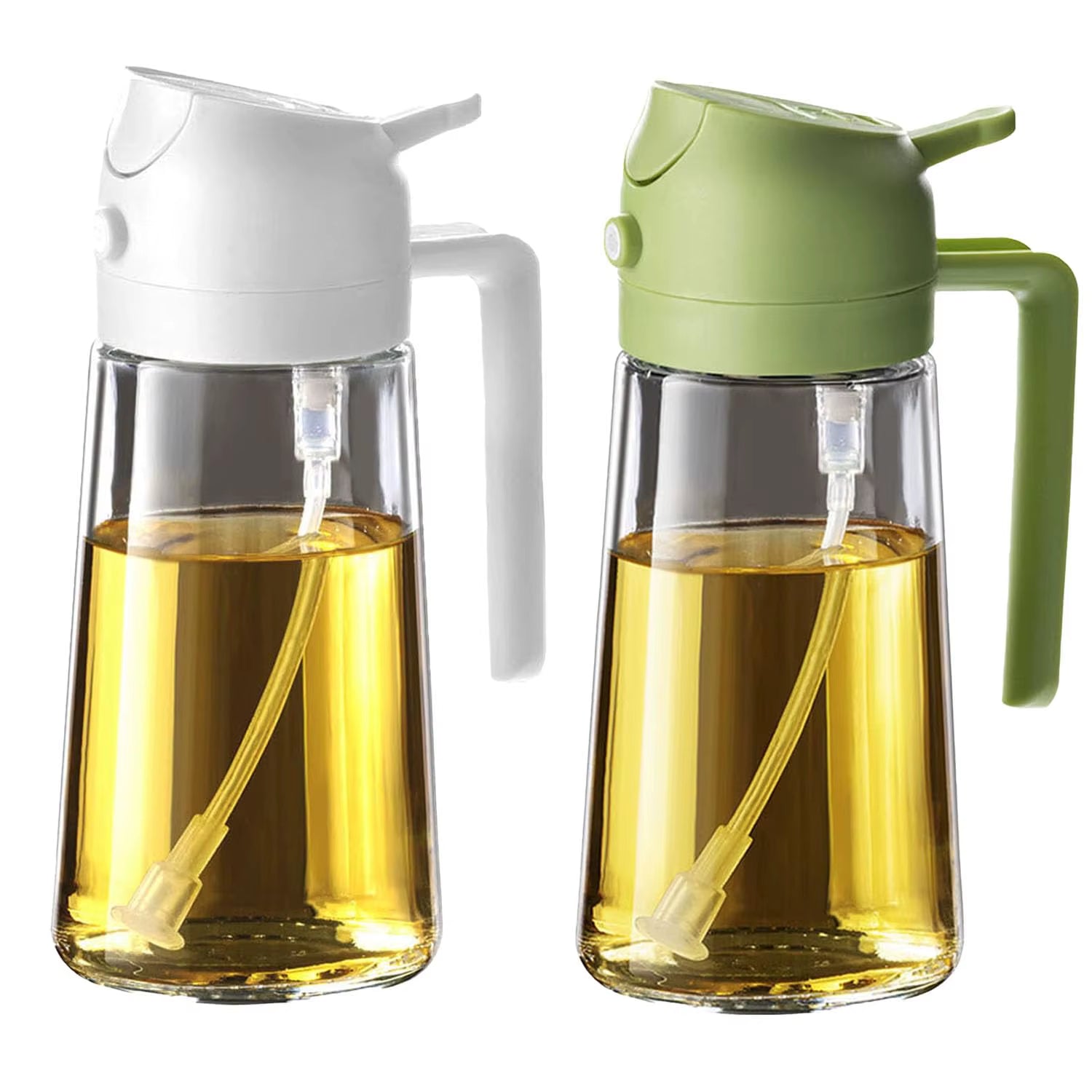 1-2PCS 2In1 Olive Oil Dispenser Bottle 500Ml Plastic Oil Sprayer Cooking Oil Spray Tank BBQ Baking Picnic Kitchen Tools for Home